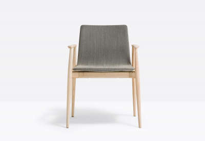 Кресло деревянное с обивкой PEDRALI Malmo ясень, ткань беленый ясень, серый Фото 5