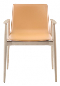 Кресло деревянное с обивкой PEDRALI Malmo ясень, натуральная кожа беленый ясень, светло-коричневый Фото 1