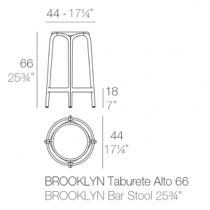 Табурет пластиковый полубарный Vondom Brooklyn Basic полипропилен, стекловолокно тортора Фото 2