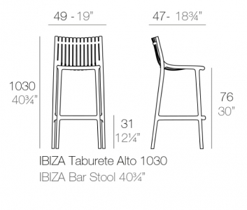 Стул пластиковый барный Vondom Ibiza Basic полипропилен, стекловолокно белый Фото 2