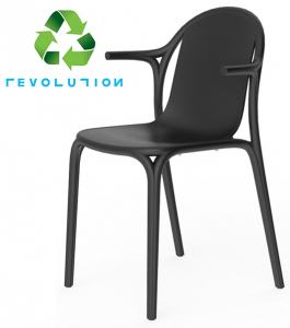 Кресло пластиковое Vondom Brooklyn Revolution переработанный полипропилен темно-серый Manta Фото 1