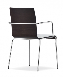 Кресло деревянное с обивкой PEDRALI Kuadra XL сталь, фанера, шпон, ткань Фото 1