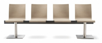 Система сидений на 4 места PEDRALI Kuadra XL сталь, фанера, шпон Фото 1