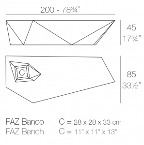 Скамья пластиковая Vondom Faz Basic полиэтилен Фото 2