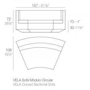 Модуль угловой с подушкой Vondom Vela Basic полиэтилен, ткань Фото 2