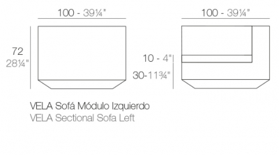 Модуль левый с подушкой Vondom Vela Basic  полиэтилен, ткань Фото 2