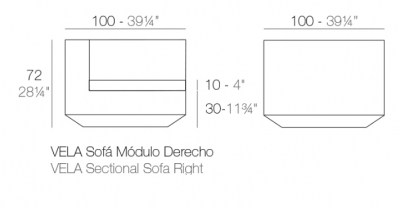 Модуль правый с подушкой Vondom Vela Basic  полиэтилен, ткань Фото 2