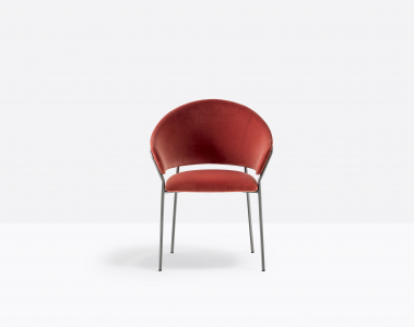Кресло с обивкой PEDRALI Jazz сталь, ткань титановый, красный Фото 6
