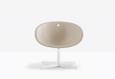 Кресло вращающееся пластиковое PEDRALI Gliss Lounge  алюминий, сталь, технополимер белый, бежевый Фото 5