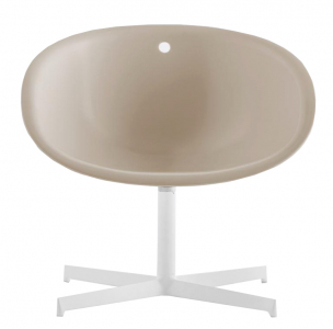 Кресло вращающееся пластиковое PEDRALI Gliss Lounge  алюминий, сталь, технополимер белый, бежевый Фото 1