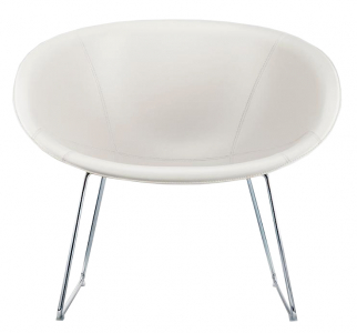 Лаунж-кресло с обивкой на полозьях PEDRALI Gliss Lounge сталь, натуральная кожа хромированный, белый Фото 1