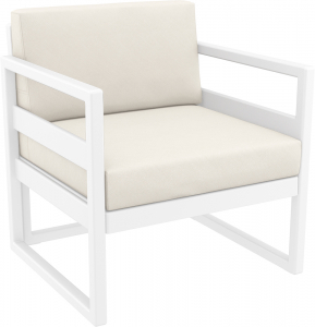 Кресло пластиковое с подушками Siesta Contract Mykonos стеклопластик, полиэстер белый, бежевый Фото 1