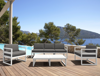 Кресло пластиковое с подушками Siesta Contract Mykonos стеклопластик, полиэстер белый, темно-серый Фото 9