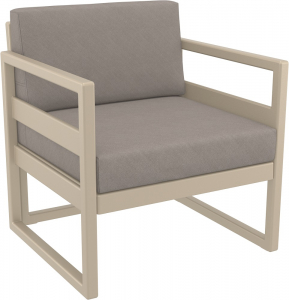 Кресло пластиковое с подушками Siesta Contract Mykonos стеклопластик, полиэстер бежевый, светло-коричневый Фото 1