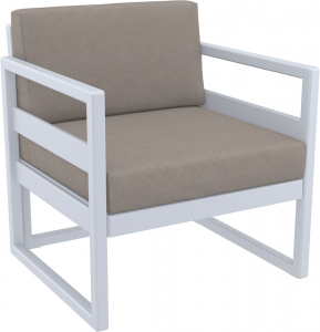 Кресло пластиковое с подушками Siesta Contract Mykonos стеклопластик, полиэстер серебристый, светло-коричневый Фото 1