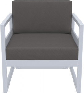 Кресло пластиковое с подушками Siesta Contract Mykonos стеклопластик, полиэстер серебристый, темно-серый Фото 5