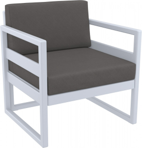 Кресло пластиковое с подушками Siesta Contract Mykonos стеклопластик, полиэстер серебристый, темно-серый Фото 1