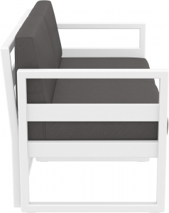 Диван пластиковый двухместный с подушками Siesta Contract Mykonos стеклопластик, полиэстер белый, темно-серый Фото 6