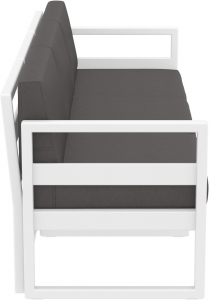 Диван пластиковый трехместный с подушками Siesta Contract Mykonos XL стеклопластик, полиэстер белый, темно-серый Фото 8