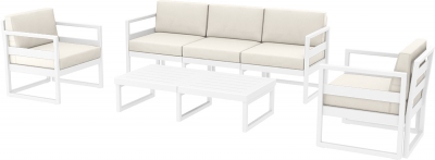 Комплект пластиковой мебели Siesta Contract Mykonos XL стеклопластик, полиэстер белый, бежевый Фото 1