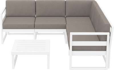 Комплект угловой пластиковой мебели Siesta Contract Mykonos стеклопластик, полиэстер белый, светло-коричневый Фото 5