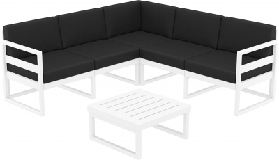 Комплект угловой пластиковой мебели Siesta Contract Mykonos стеклопластик, полиэстер белый, черный Фото 1