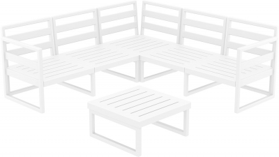 Комплект угловой пластиковой мебели Siesta Contract Mykonos стеклопластик, полиэстер белый, черный Фото 5