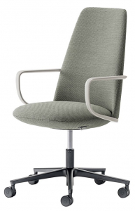 Кресло офисное на колесах PEDRALI Elinor алюминий, ткань, пенополиуретан черный, бежевый, серый Фото 1