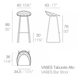 Стул пластиковый барный Vondom Vases Basic сталь, полипропилен, стекловолокно черный Фото 2