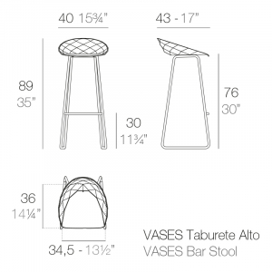 Стул пластиковый барный Vondom Vases Basic сталь, полипропилен, стекловолокно бронзовый Фото 2