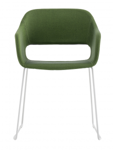 Кресло с мягкой обивкой на полозьях PEDRALI Babila сталь, полипропилен, ткань белый, зеленый Фото 1
