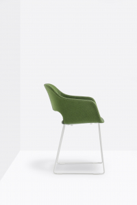 Кресло с мягкой обивкой на полозьях PEDRALI Babila сталь, полипропилен, ткань белый, зеленый Фото 4