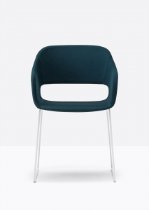 Кресло с мягкой обивкой на полозьях PEDRALI Babila сталь, полипропилен, ткань белый, темно-синий Фото 5