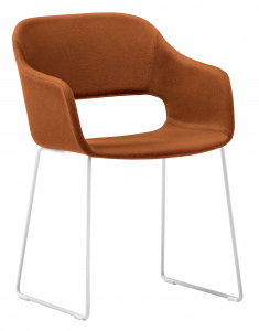 Кресло с мягкой обивкой на полозьях PEDRALI Babila сталь, полипропилен, ткань белый, коричневый Фото 1