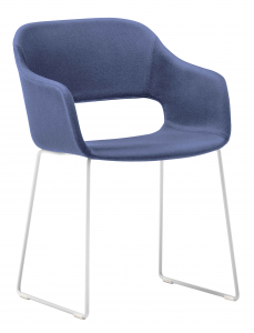 Кресло с мягкой обивкой на полозьях PEDRALI Babila сталь, полипропилен, ткань белый, сиреневый Фото 1
