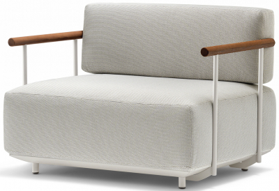 Кресло мягкое PEDRALI Arki-Sofa сталь, алюминий, тик, ткань белый, серый Фото 1