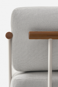 Кресло мягкое PEDRALI Arki-Sofa сталь, алюминий, тик, ткань белый, серый Фото 6