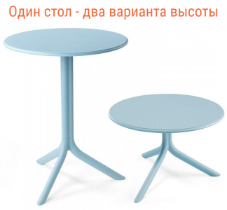 Стол пластиковый обеденный Nardi Spritz + Spritz Mini стеклопластик голубой Фото 1