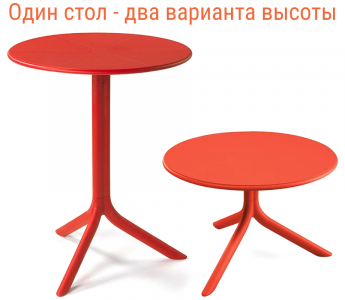 Стол пластиковый обеденный Nardi Spritz + Spritz Mini стеклопластик коралловый Фото 1