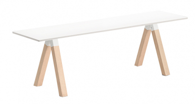 Скамейка ламинированная PEDRALI Arki-Bench Wood дуб, компакт-ламинат HPL беленый дуб, белый Фото 1