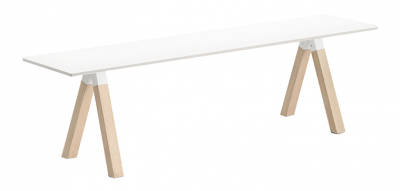 Скамейка ламинированная PEDRALI Arki-Bench Wood дуб, компакт-ламинат HPL беленый дуб, белый Фото 1