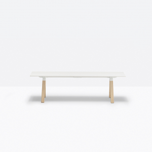 Скамейка ламинированная PEDRALI Arki-Bench Wood дуб, компакт-ламинат HPL беленый дуб, белый Фото 5