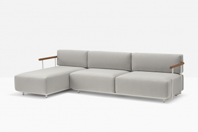 Диван угловой мягкий PEDRALI Arki-Sofa сталь, алюминий, тик, ткань белый, серый Фото 7