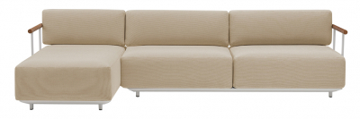 Диван угловой мягкий PEDRALI Arki-Sofa сталь, алюминий, тик, ткань белый, песочный Фото 1