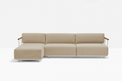 Диван угловой мягкий PEDRALI Arki-Sofa сталь, алюминий, тик, ткань белый, песочный Фото 6