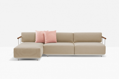 Диван угловой мягкий PEDRALI Arki-Sofa сталь, алюминий, тик, ткань белый, песочный Фото 7