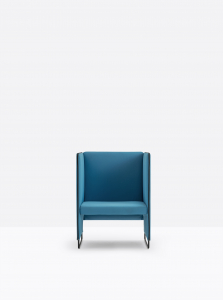 Кресло мягкое с высокой спинкой PEDRALI Zippo сталь, фанера, ткань черный, синий Фото 4