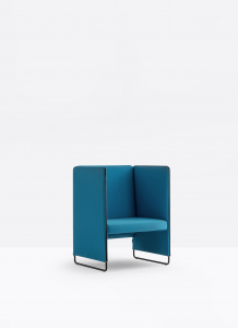 Кресло мягкое с высокой спинкой PEDRALI Zippo сталь, фанера, ткань черный, синий Фото 6
