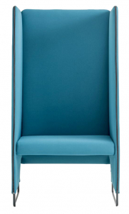 Кресло мягкое с высокой спинкой PEDRALI Zippo сталь, фанера, ткань черный, синий Фото 1