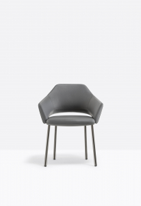 Кресло с обивкой PEDRALI Vic сталь, кожа титановый, серый Фото 4